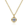 14K Yellow Gold White Sapphire Pendant Necklace