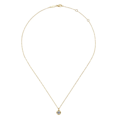 14K Yellow Gold White Sapphire Pendant Necklace