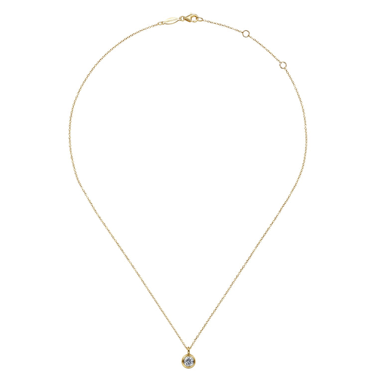 14K Yellow Gold White Sapphire Pendant Necklace - Shot 2