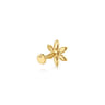 14K Yellow Gold White Sapphire Single Flatback Stud Earring
