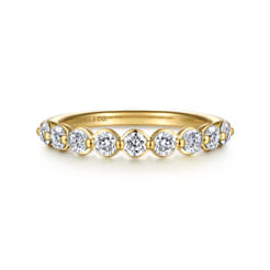 14K Yellow Gold White Sapphire Stackable Ring