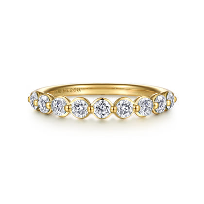 14K Yellow Gold White Sapphire Stackable Ring