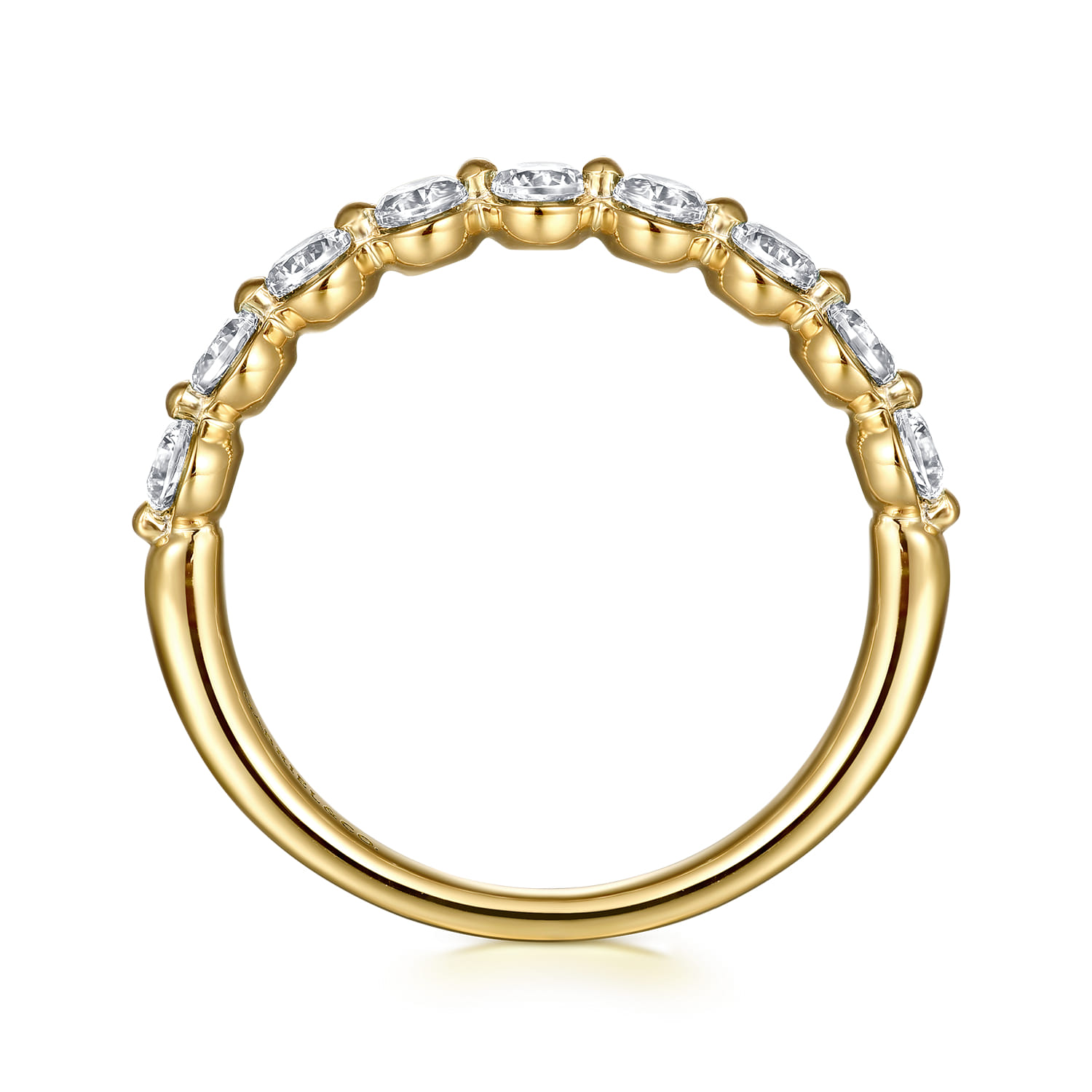 14K Yellow Gold White Sapphire Stackable Ring - Shot 2