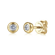 14K Yellow Gold White Sapphire Stud Earrings