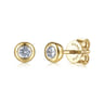 14K Yellow Gold White Sapphire Stud Earrings