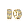14K Yellow Gold Wide 15mm Chevron Diamond Station Huggies - 0.25 ct