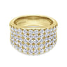 14K Yellow Gold Wide Band Pave Diamond Ring - 1.85 ct