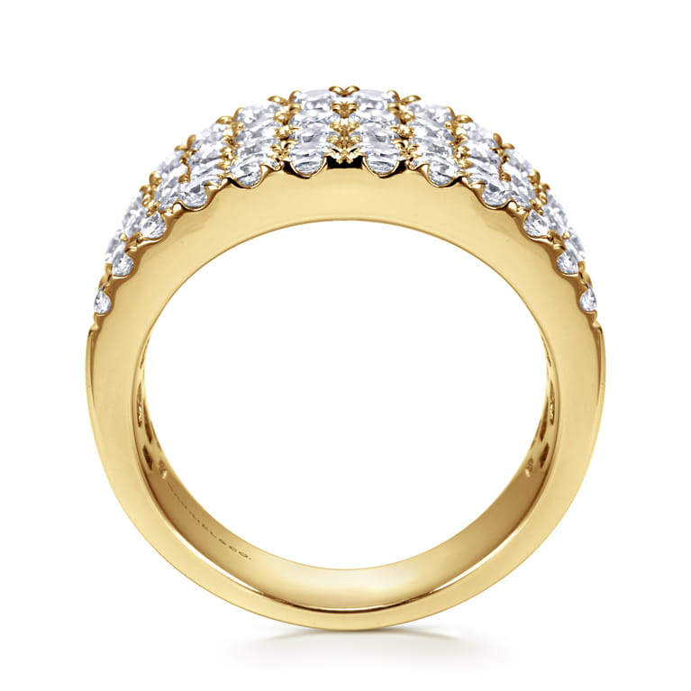 14K Yellow Gold Wide Band Pave Diamond Ring - 1.85 ct - Shot 2