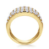 14K Yellow Gold Wide Band Pave Diamond Ring - 1.85 ct