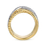 14K Yellow Gold Wide Bujukan Criss Cross Diamond Ring - 0.55 ct