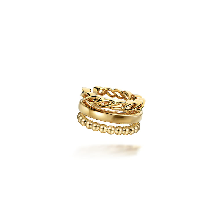 14K Yellow Gold Wide Bujukan Single Earcuff - Shot 1