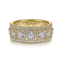14K Yellow Gold Wide Diamond Anniversary Band