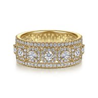 14K Yellow Gold Wide Diamond Anniversary Band