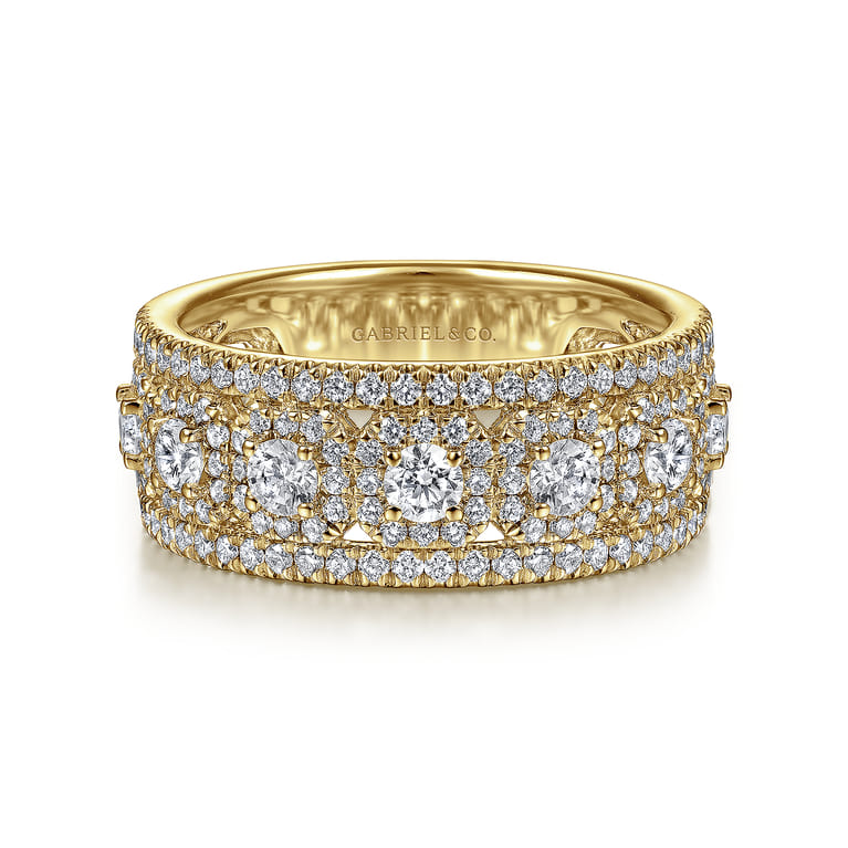 Fancy Wedding Ring in 14k Yellow Gold with Round Natural Diamond at Gabriel & Co. - Shot 1
