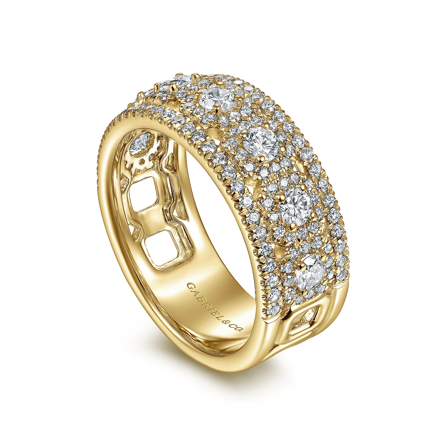 Fancy Wedding Ring in 14k Yellow Gold with Round Natural Diamond at Gabriel & Co. - Shot 3