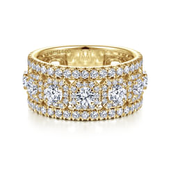 14K Yellow Gold Wide Diamond Anniversary Band