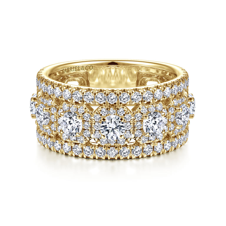 Fancy Wedding Ring in 14k Yellow Gold with Round Natural Diamond at Gabriel & Co. - Shot 1