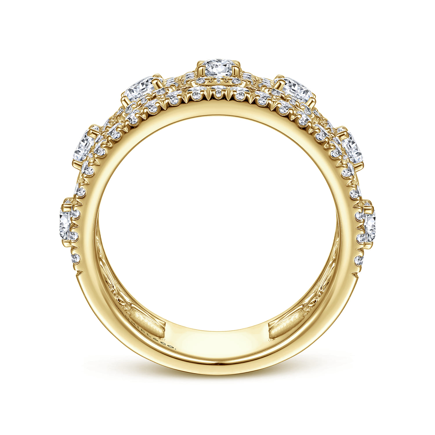 Fancy Wedding Ring in 14k Yellow Gold with Round Natural Diamond at Gabriel & Co. - Shot 2