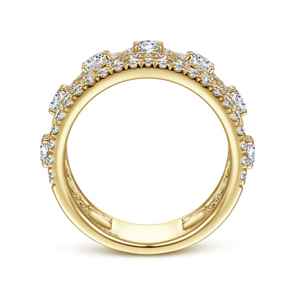 14K Yellow Gold Wide Diamond Anniversary Band