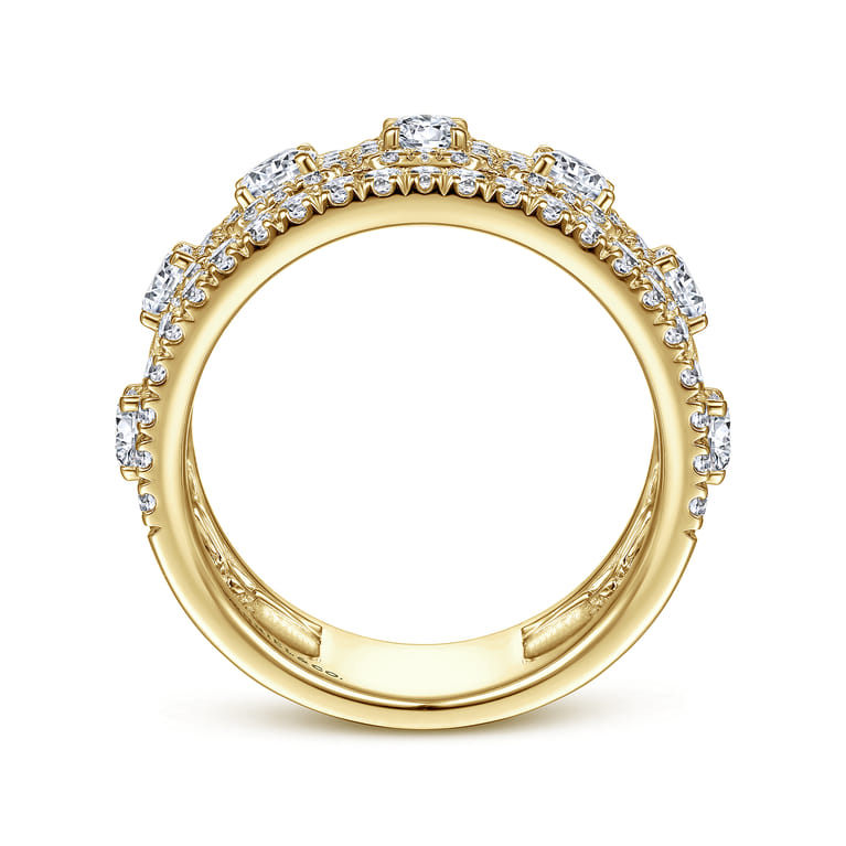 Fancy Wedding Ring in 14k Yellow Gold with Round Natural Diamond at Gabriel & Co. - Shot 2