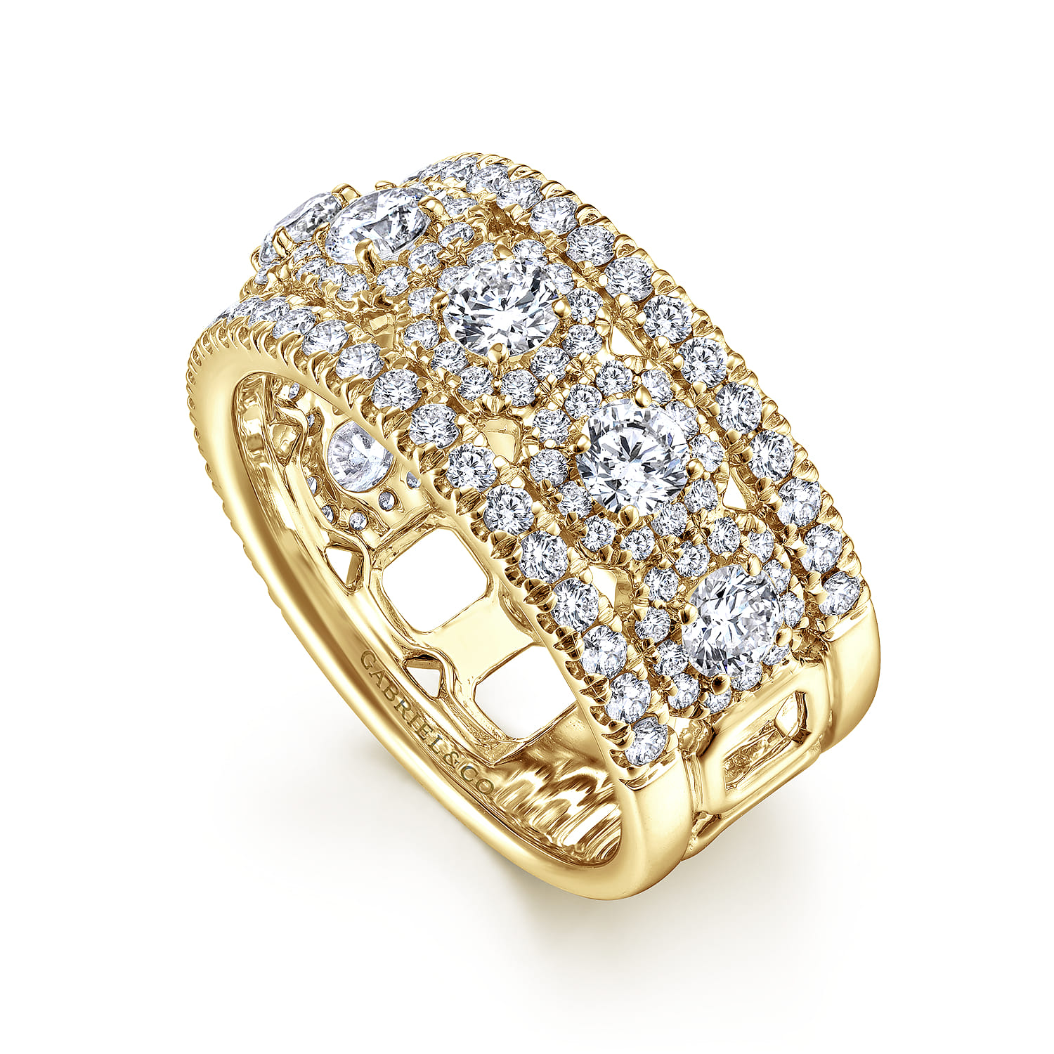 Fancy Wedding Ring in 14k Yellow Gold with Round Natural Diamond at Gabriel & Co. - Shot 3