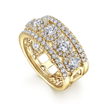 14K Yellow Gold Wide Diamond Anniversary Band
