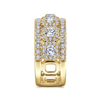 14K Yellow Gold Wide Diamond Anniversary Band