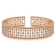 14K Yellow Gold Wide Diamond Cage Cuff Bracelet