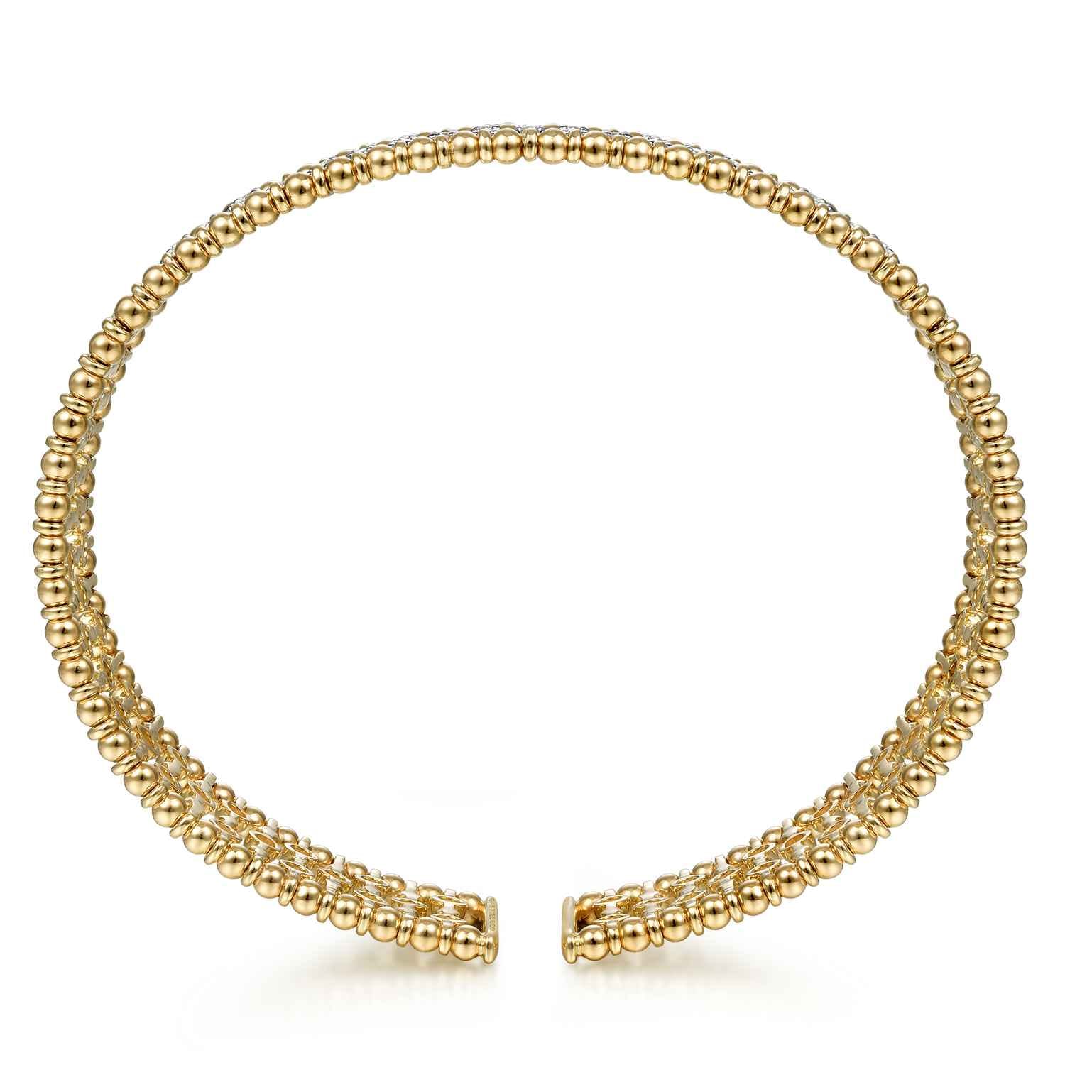 14K Yellow Gold Wide Diamond Cage Cuff Bracelet - 0.7 ct - Shot 3