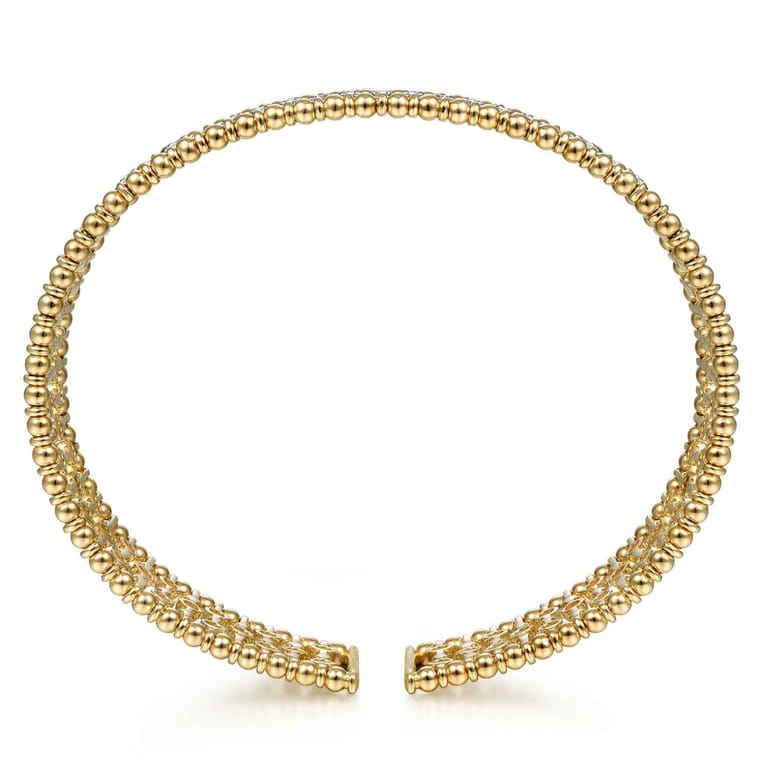 14K Yellow Gold Wide Diamond Cage Cuff Bracelet - 0.7 ct - Shot 3