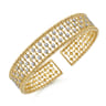 14K Yellow Gold Wide Diamond Cage Cuff Bracelet - 0.75 ct