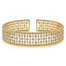 14K Yellow Gold Wide Diamond Cage Cuff Bracelet - 0.75 ct