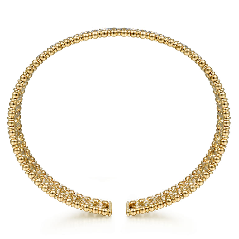 14K Yellow Gold Wide Diamond Cage Cuff Bracelet - 0.75 ct - Shot 3