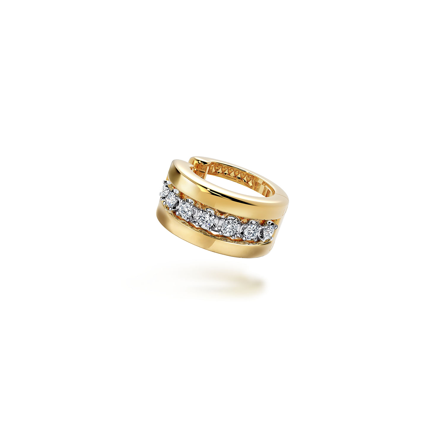 14K Yellow Gold Wide Diamond Ear Cuffs