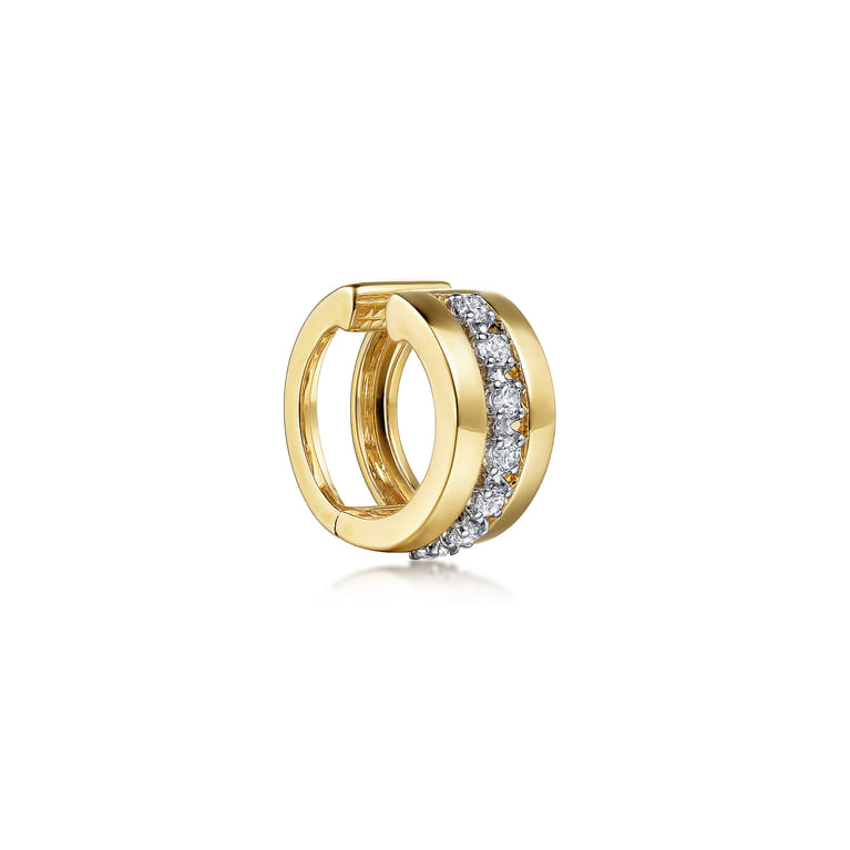 14K Yellow Gold Wide Diamond Ear Cuffs - 0.15 ct - Shot 2