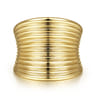 14K Yellow Gold Wide Horizontal Rows Convex Ring