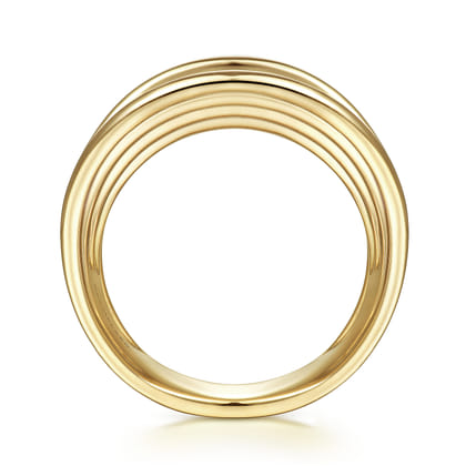 14K Yellow Gold Wide Horizontal Rows Convex Ring