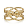 14K Yellow Gold Wide Intersecting Twisted Rope Ring