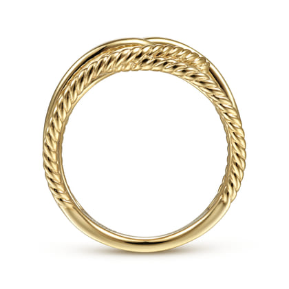 14K Yellow Gold Wide Intersecting Twisted Rope Ring