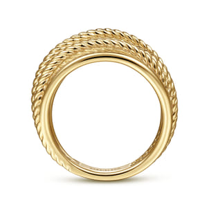 14K Yellow Gold Wide Intersecting Twisted Rope Ring