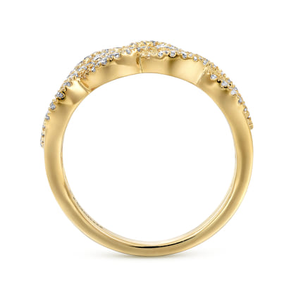 14K Yellow Gold Woven Diamond Statement Ring
