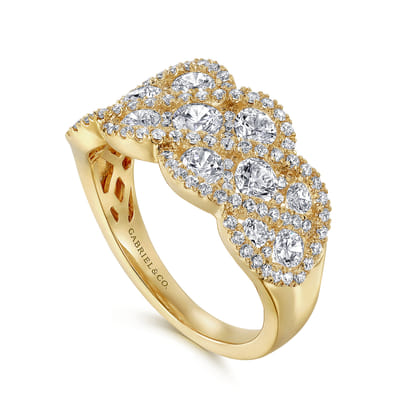 14K Yellow Gold Woven Diamond Statement Ring