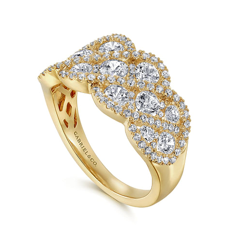 14K Yellow Gold Woven Diamond Statement Ring - 1.63 ct - Shot 3