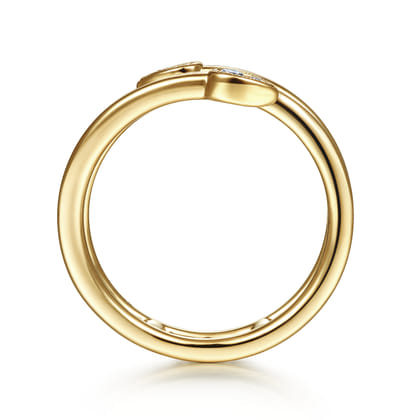 14K Yellow Gold Wrap Ring with Cluster Diamond Teardrop Tips