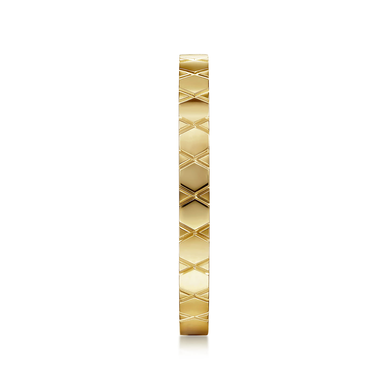 14K Yellow Gold X Pattern Stackable Ring - Shot 4