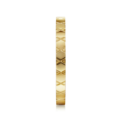 14K Yellow Gold X Pattern Stackable Ring