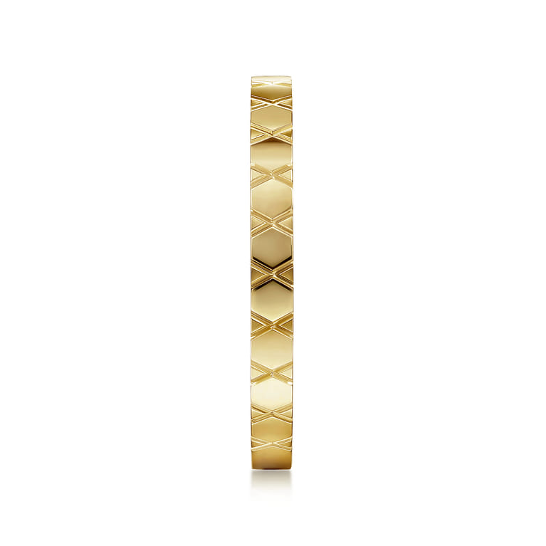 14K Yellow Gold X Pattern Stackable Ring - Shot 4