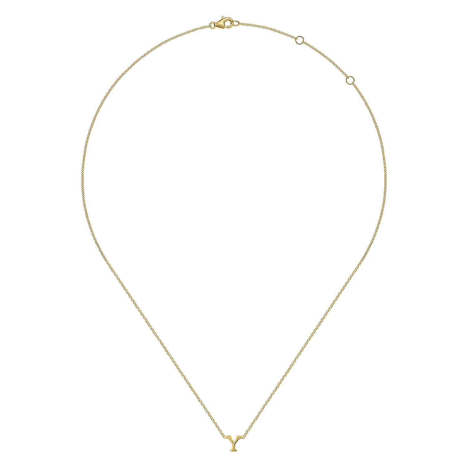 14K Yellow Gold Y Initial Necklace - Shot 2