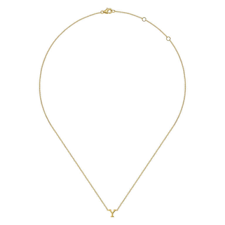 14K Yellow Gold Y Initial Necklace - Shot 2