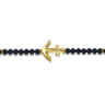 14K Yellow Gold and 4mm Onyx Beaded Bracelet with Anchor